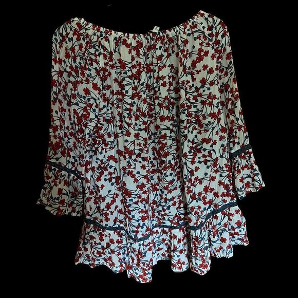 Fever boho floral peasant blouse with 3/4 length sleeves women’s size medium - Picture 4 of 9